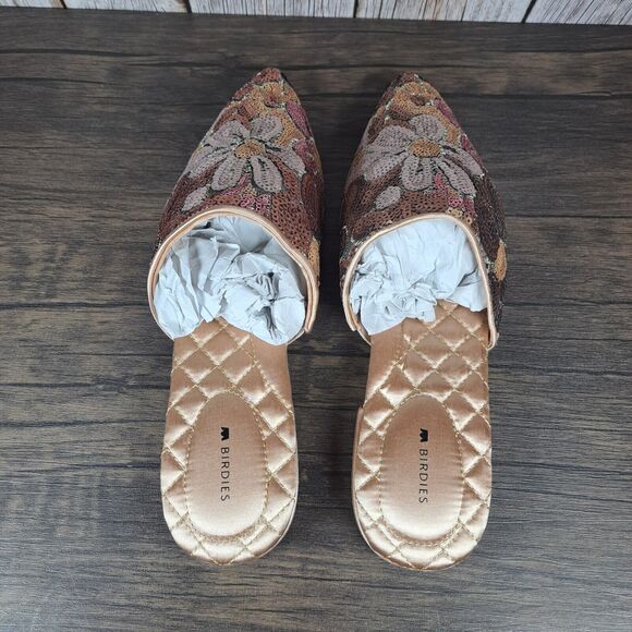 BIRDIES The Dove Floral Pink Petal Sequin Slip On Mule Women's Sz 9 NIB - Picture 6 of 9
